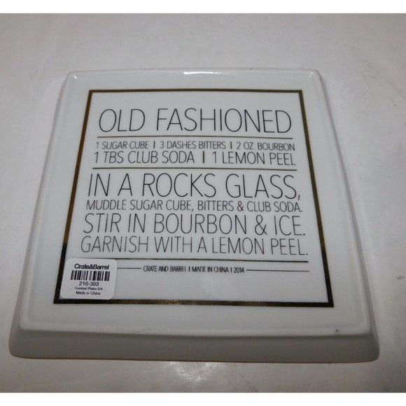 Crate and Barrel Square Appetizer Dessert Plate Set of 4 Cocktail Recipe - Picture 3 of 10